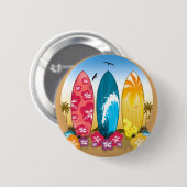 Badge Rond 5 Cm Plage Surboard (Devant & derrière)