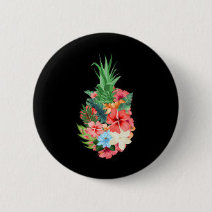 Badge Rond 5 Cm Plages d'Aloha Ananas Été - Fleurs Tropical