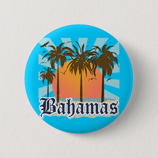 Badge Rond 5 Cm Plages d'îles des Bahamas (Devant)