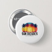 Badge Rond 5 Cm Plages Retro San Diego Californie Surf Surfboa (Devant & derrière)