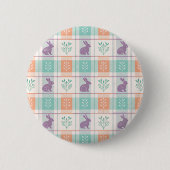 Badge Rond 5 Cm Plaid à carreaux de Pâques (Devant)