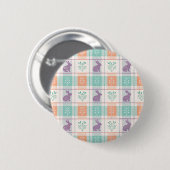 Badge Rond 5 Cm Plaid à carreaux de Pâques (Devant & derrière)