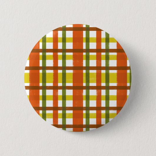 Badge Rond 5 Cm Plaid les années 70 orange jaune (Devant)