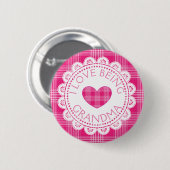 Badge Rond 5 Cm Plaid Rose J'Aime Être Grand-Mère Bouton (Devant & derrière)