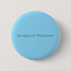Badge Rond 5 Cm Plaine Bleue Minimaliste Élégant Moderne