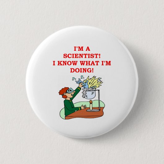 Badge Rond 5 Cm plaisanterie folle de scientifique (Devant)