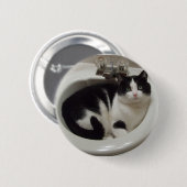 Badge Rond 5 Cm Plaisir d'amoureux de les chats (Devant & derrière)