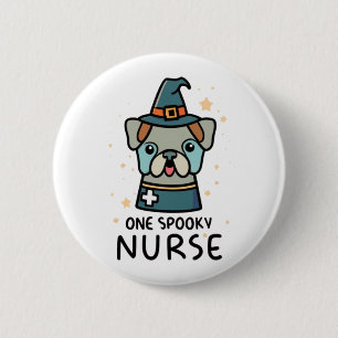 Badge Rond 5 Cm Plaisir pour Halloween Une infirmière Éffrayante D