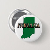 Badge Rond 5 Cm Plan d'état de l'Indiana Plan vert Plan et texte p (Devant & derrière)