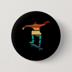 Badge Rond 5 Cm Planche à roulettes Forme Vintage Skateur Et Skate
