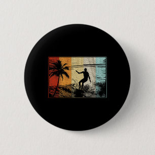 Badge Rond 5 Cm Planche de surf vintage rétro surfer sur la plage