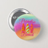 Badge Rond 5 Cm Planches de surf de Paradise Beach (Devant & derrière)