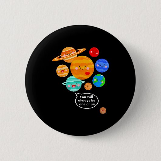 Badge Rond 5 Cm Plane Funny Cartoon Planets Never Forget (Devant)