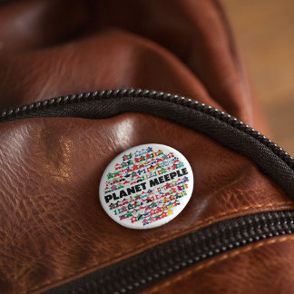 Badge Rond 5 Cm Planet Meeple, Bouton Texte noir