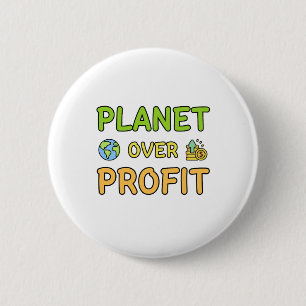 Badge Rond 5 Cm Planet over Profit - Sustainability Button