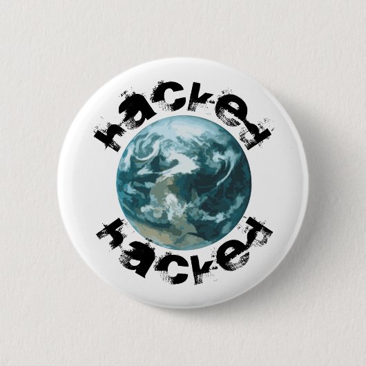 Badge Rond 5 Cm planète Terre piratée (Devant)