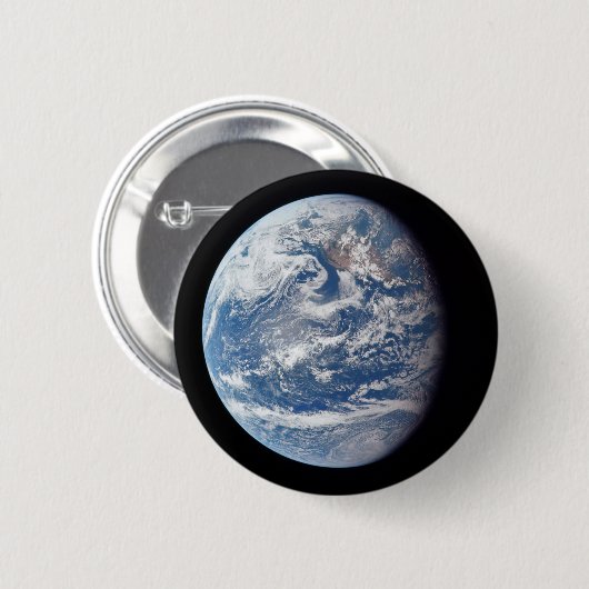 Badge Rond 5 Cm Planète Terre Prise Par L'Équipage Apollo 11. (Devant & derrière)