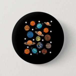 Badge Rond 5 Cm Planètes Stars Lune Système Solaire Costume Hallow