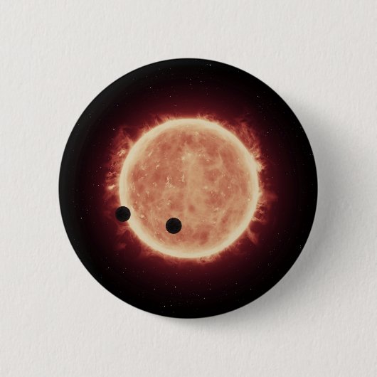Badge Rond 5 Cm Planètes Transitant Red Nwarf Star Dans Trappist-1 (Devant)