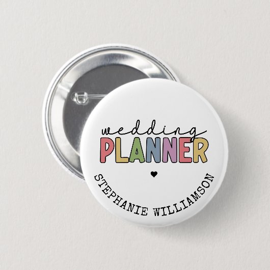 Badge Rond 5 Cm Planificateur d'événements de mariage personnalisé (Devant & derrière)