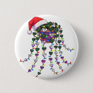 Badge Rond 5 Cm Plante tropicale festive en pot portant un chapeau