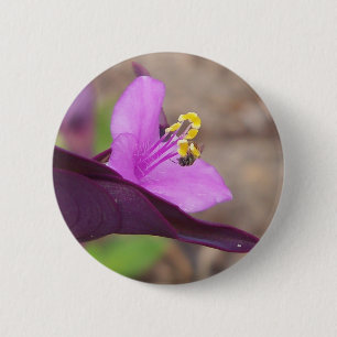 Badge Rond 5 Cm plante violette appelée épilobie et une petite abe