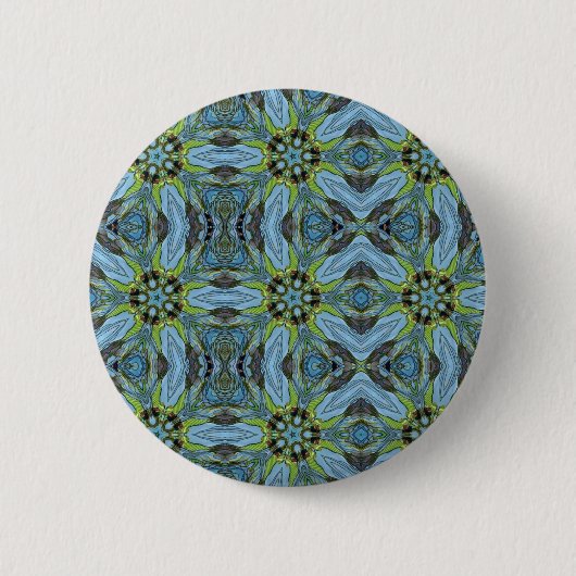 Badge Rond 5 Cm Plantes d'art abstrait géométrique turquoise (Devant)