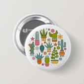 Badge Rond 5 Cm plantes de cactus Animés (Devant & derrière)