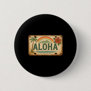 Badge Rond 5 Cm Plaque d'immatriculation Vintage Aloha Hawaï