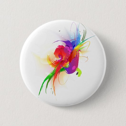 Badge Rond 5 Cm Plaques de peinture Abstraites Rainbow Lorikeet (Devant)