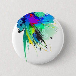 Badge Rond 5 Cm Plaques de peinture Peacock Abstraites