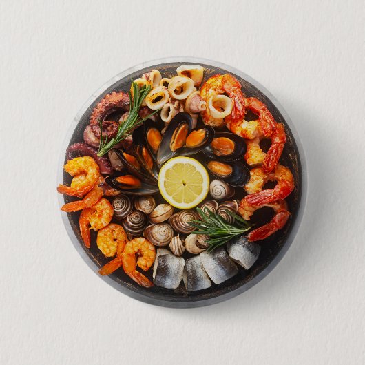 Badge Rond 5 Cm Plateau de fruits de mer (Devant)