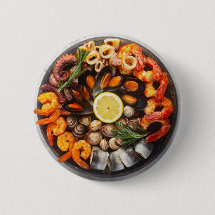 Badge Rond 5 Cm Plateau de fruits de mer