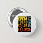 Badge Rond 5 Cm Plattsburgh New York Total Solar Eclipse 2024 (Devant & derrière)
