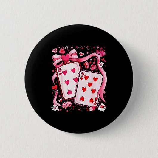 Badge Rond 5 Cm Playing Cards Valentine 67 Coquette Bow Couple Mat (Devant)