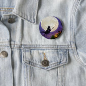 Badge Rond 5 Cm Pleine lune de sorcière d'Halloween (En situation)