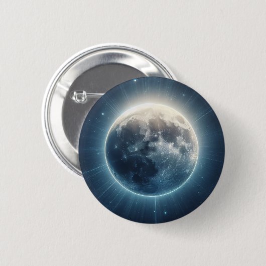 Badge Rond 5 Cm Pleine lune Eclipse blanc (Devant & derrière)
