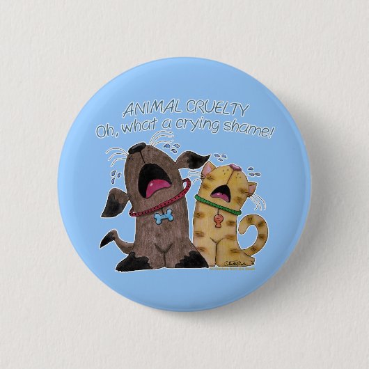 Badge Rond 5 Cm Pleurer sur un chien et un chat - Quelle honte de (Devant)