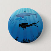 Badge Rond 5 Cm Plongée de requin Plongée plongée (Devant)