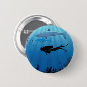 Badge Rond 5 Cm Plongée de requin Plongée plongée (Devant & derrière)