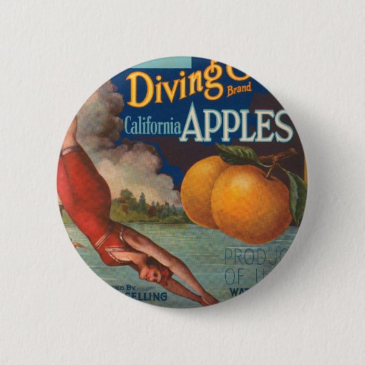 Badge Rond 5 Cm Plongée Fille Californie Pommes (Devant)