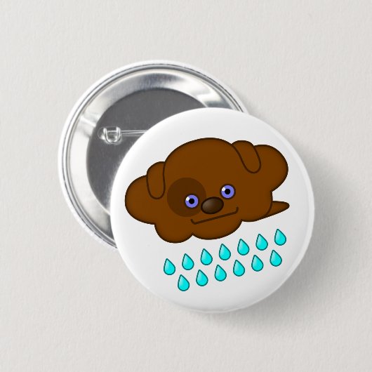 Badge Rond 5 Cm Pluie Brown Chien Cloud - (Devant & derrière)