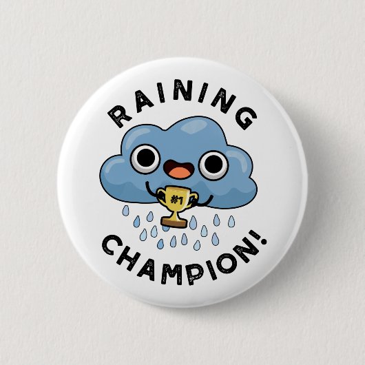 Badge Rond 5 Cm Pluie Champ Funny Pluie Météo Pluie Nuage Pun (Devant)