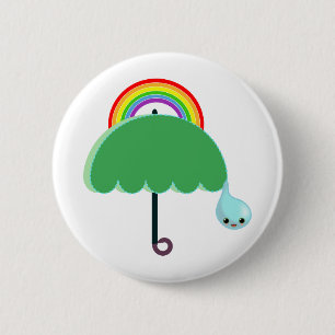 Badge Rond 5 Cm pluie de baisse de parapluie d'arc-en-ciel