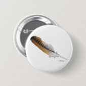 Badge Rond 5 Cm plume de Buse à queue rousse (Devant & derrière)