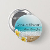 Badge Rond 5 Cm Plumeria Starfish Beach Tropical Hawaii (Devant & derrière)
