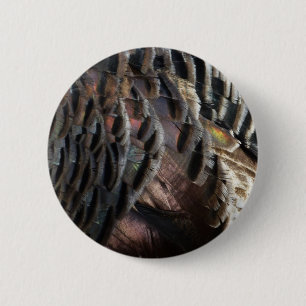 Badge Rond 5 Cm Plumes de Dindon Sauvage I Design Abstrait de la N