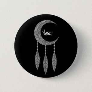 Badge Rond 5 Cm Plumes de la lune du croissant d'argent Thunder_Co