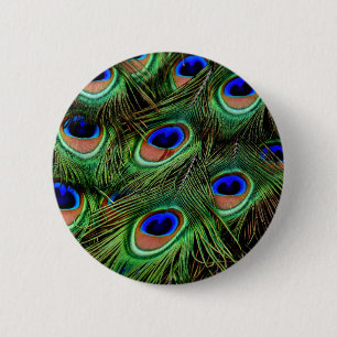 Badge Rond 5 Cm Plumes de paon