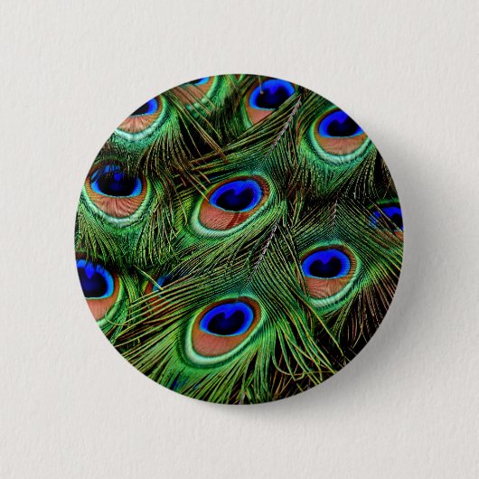 Badge Rond 5 Cm Plumes de paon (Devant)